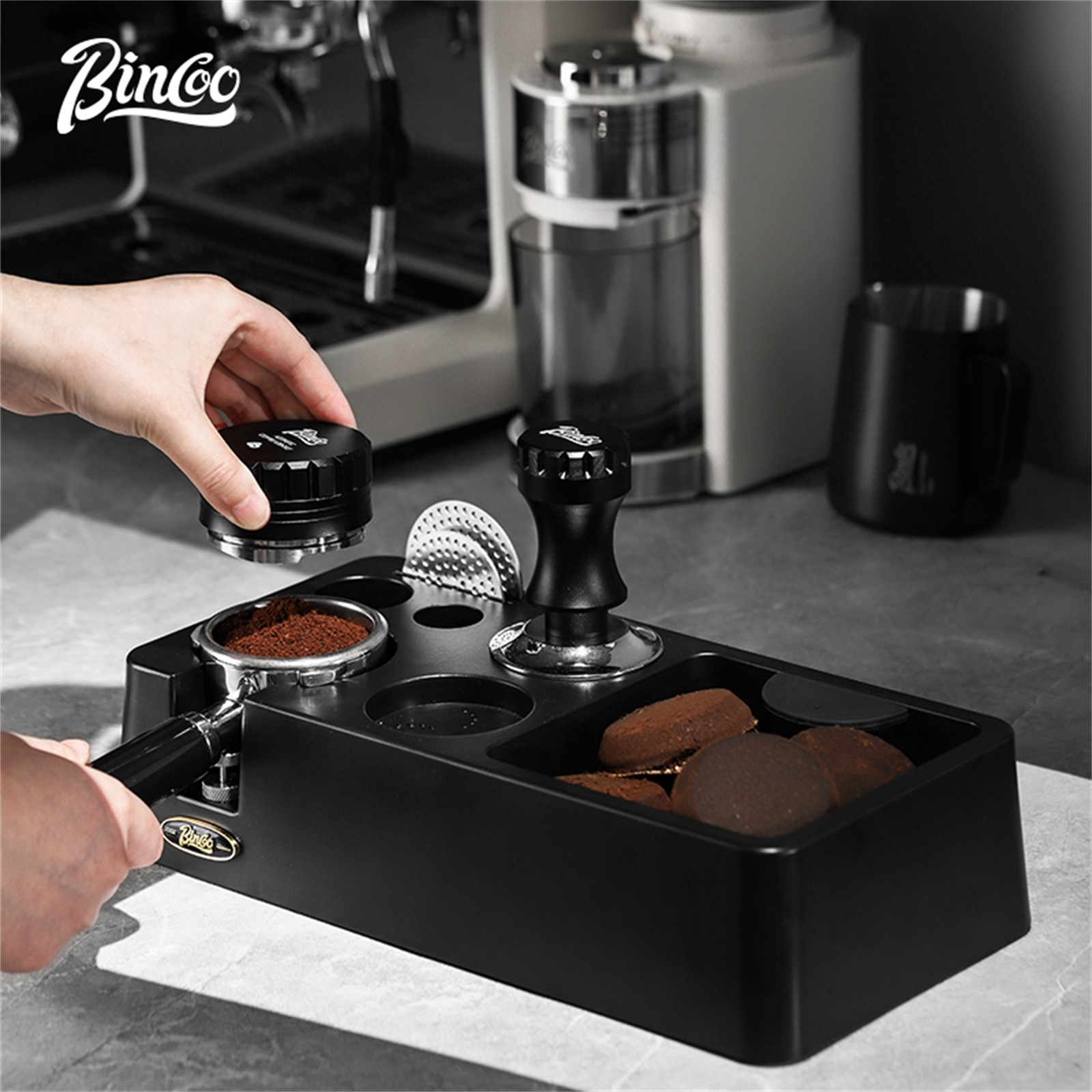 Espresso Tamper Set - Bincoo 커피 디스트리뷰터 51/58mm 천 파우더