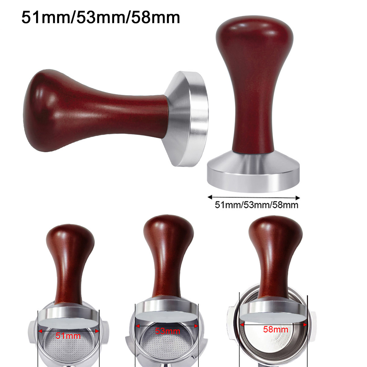 Espresso Tamper Set - 나무 손잡이가 있는 에스프레소 탬퍼, 바리스타