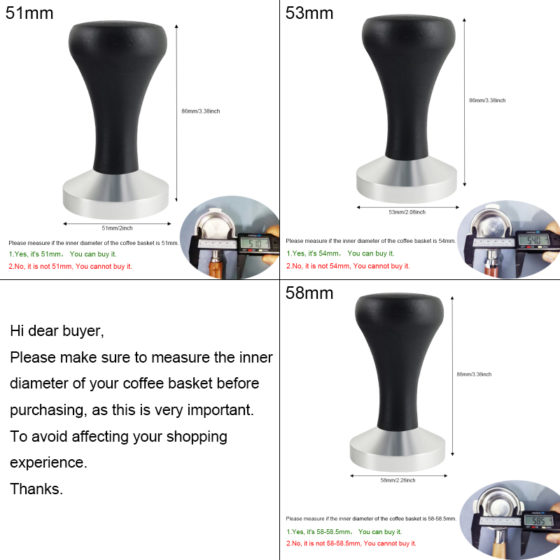 51mm/53mm/58mm 에스프레소 탬퍼 블랙 우드  - Espresso Tamper Set 리뷰 및 가격