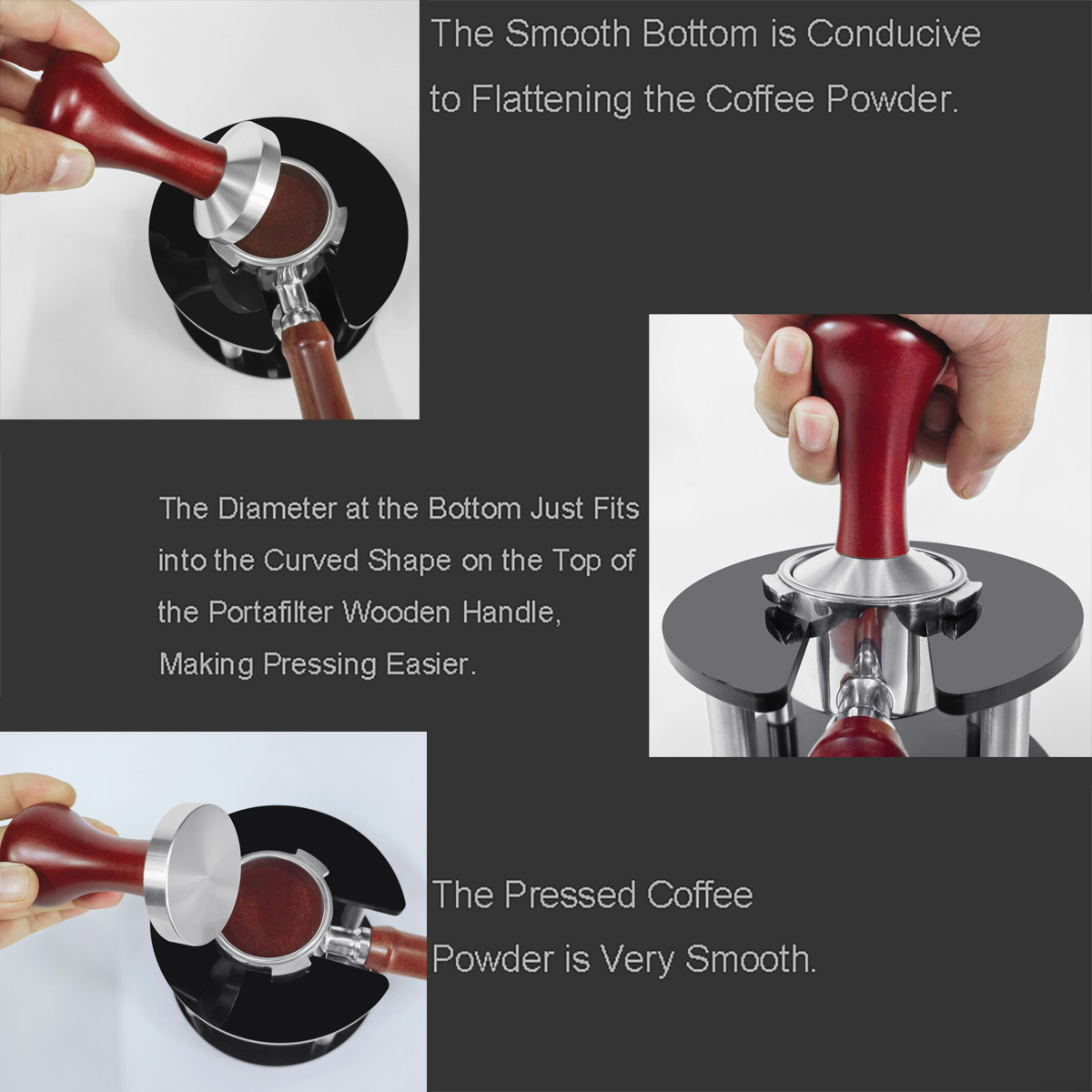 나무 손잡이가 있는 에스프레소 탬퍼, 바리스타 플랫 베 - Espresso Tamper Set 리뷰 및 가격